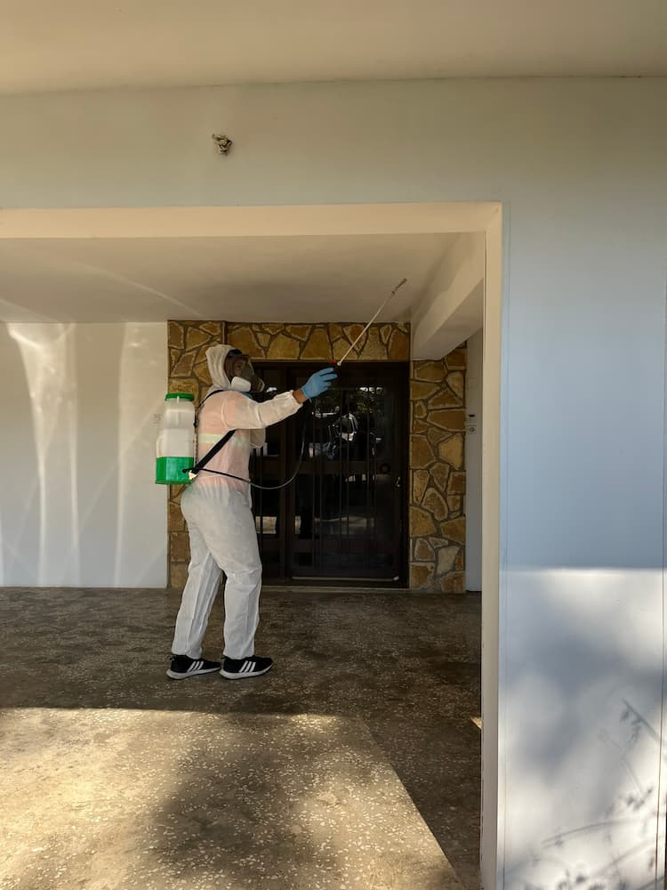 Απεντόμωση Airbnb από την Ensogreen Απεντόμωση Airbnb 3 spraying outside